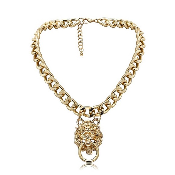 Exaggerated Gold Lion Necklace - Picture 6 of 10